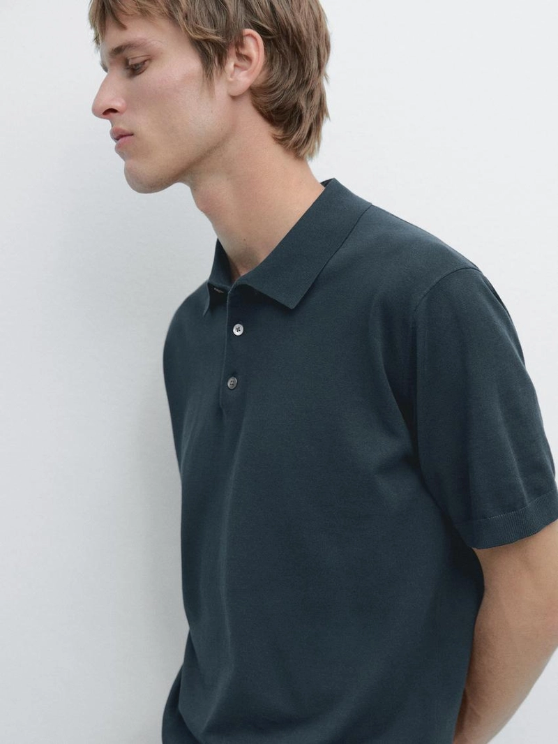 Свитер-поло из хлопкового трикотажа