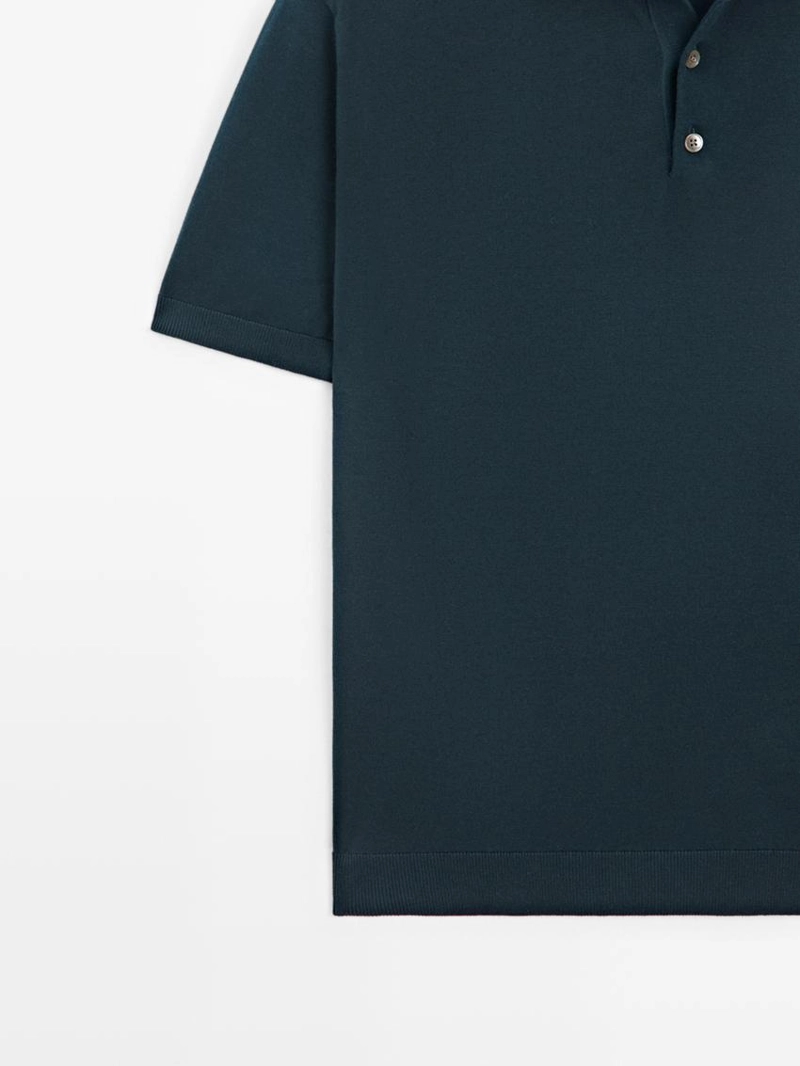 Свитер-поло из хлопкового трикотажа