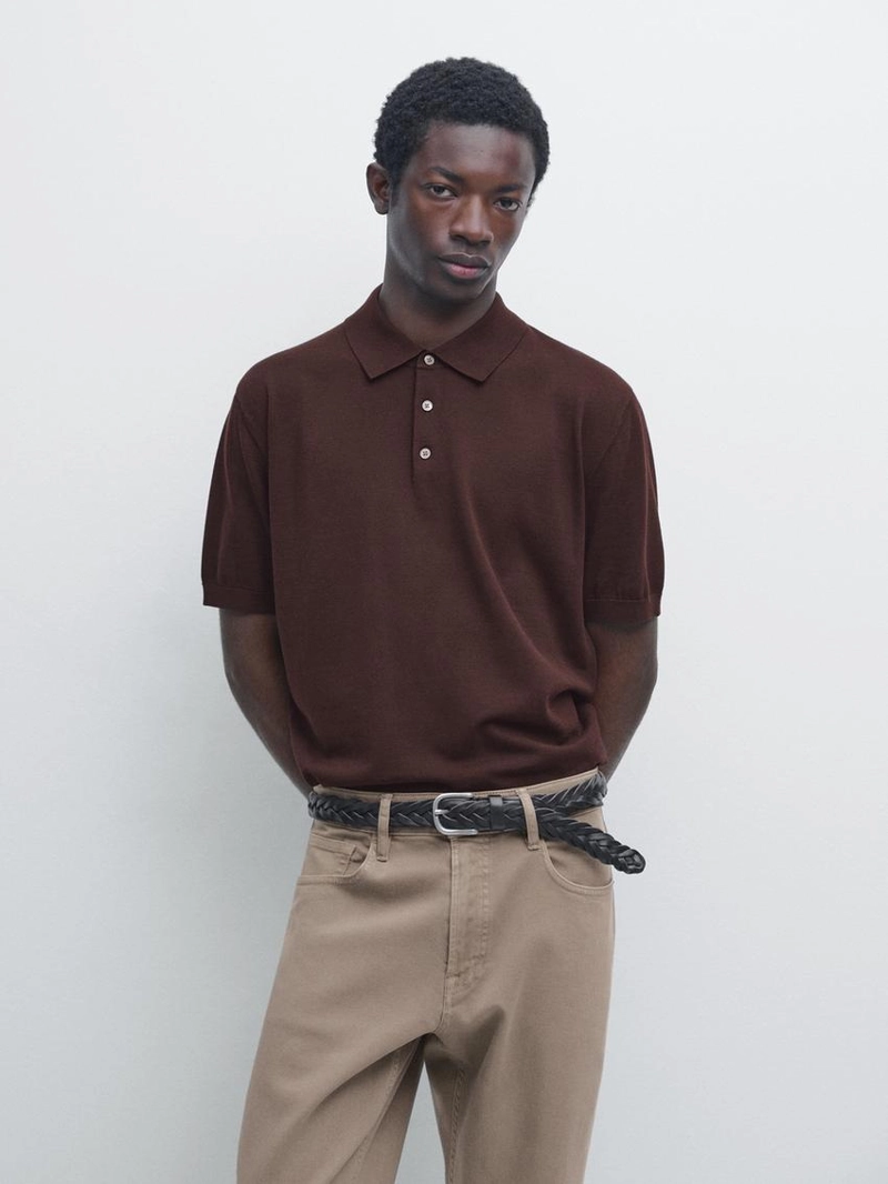 Водолазка-поло из хлопкового трикотажа