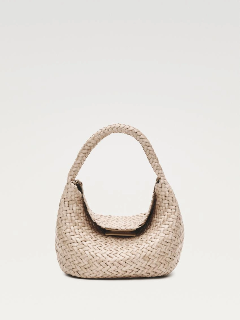 Мини сумочка из плетеной кожи нубук