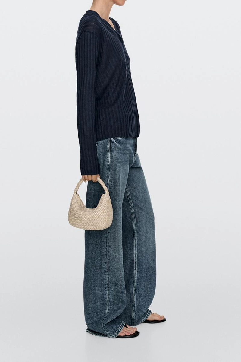 Мини сумочка из плетеной кожи нубук