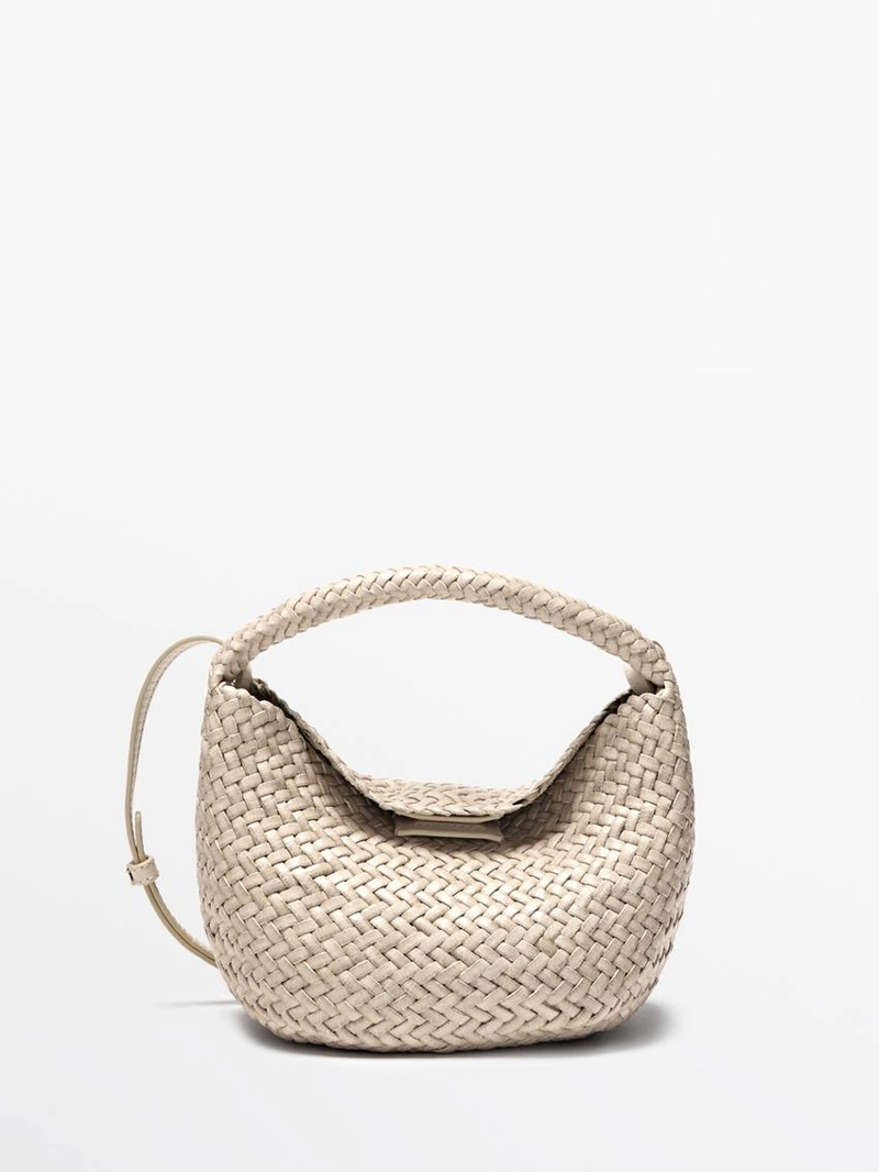 Мини сумочка из плетеной кожи нубук