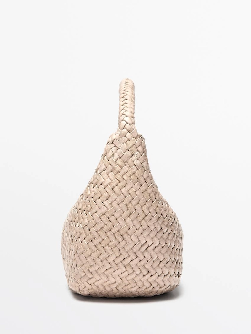 Мини сумочка из плетеной кожи нубук