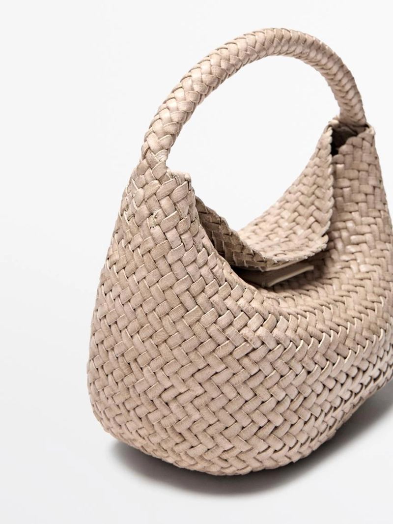 Мини сумочка из плетеной кожи нубук