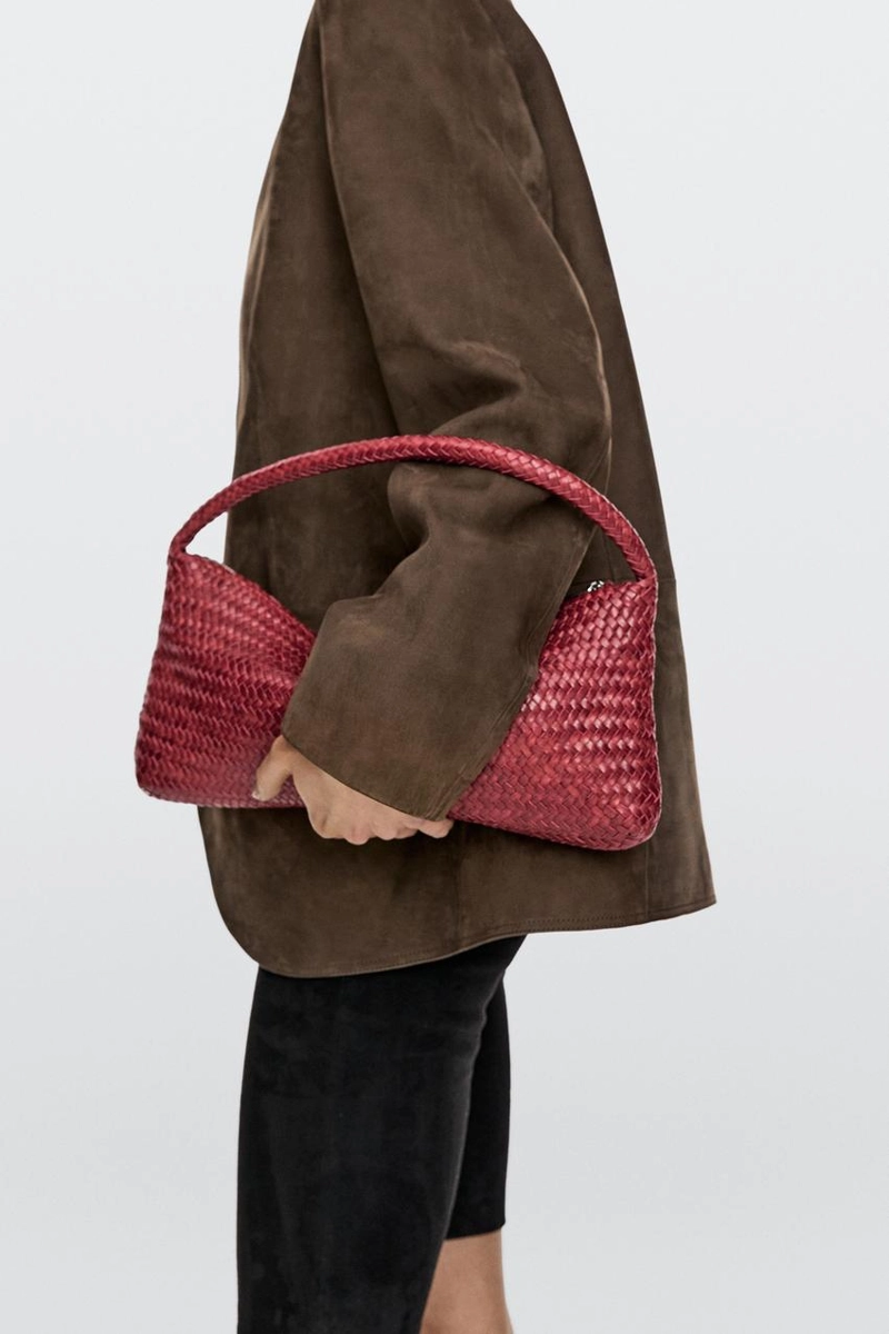 Сумка-полумесяц из плетеной кожи нэппа