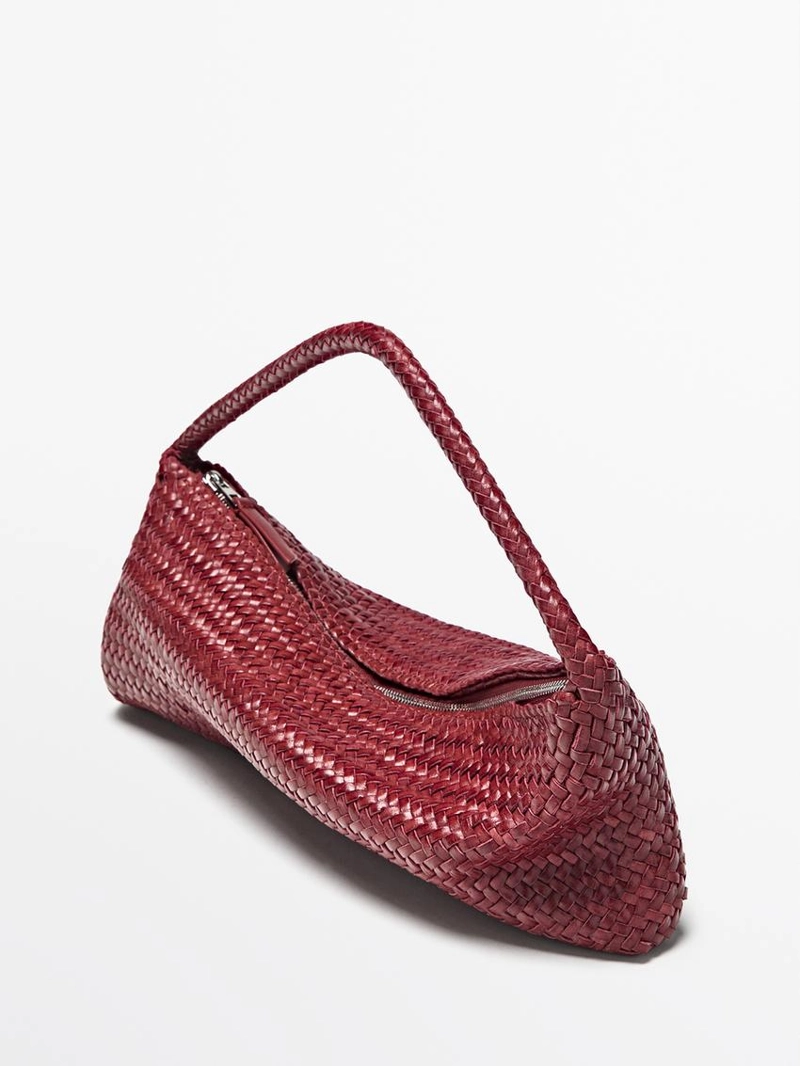 Сумка-полумесяц из плетеной кожи нэппа