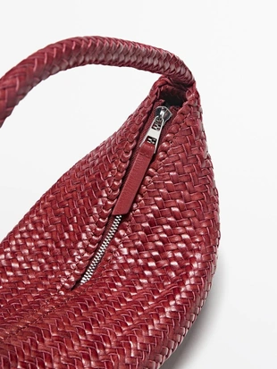 Сумка-полумесяц из плетеной кожи нэппа- Заказать в России