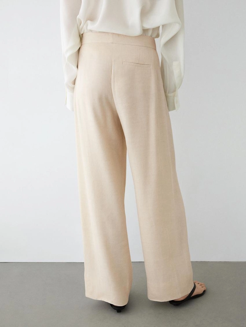 Брюки-костюм из льняной смеси с деталями на пуговицах