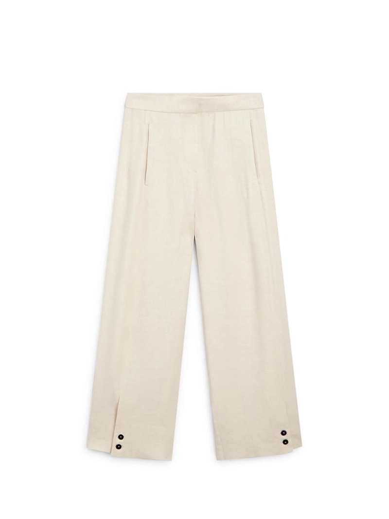 Брюки-костюм из льняной смеси с деталями на пуговицах