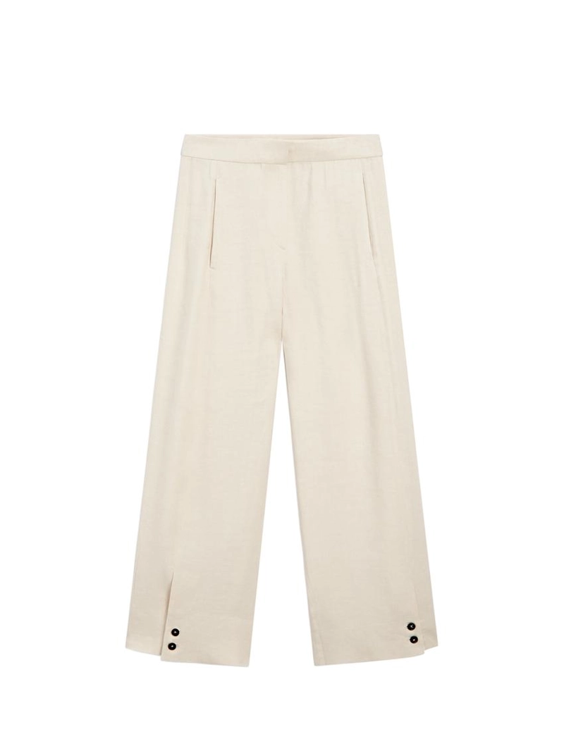 Брюки-костюм из льняной смеси с деталями на пуговицах