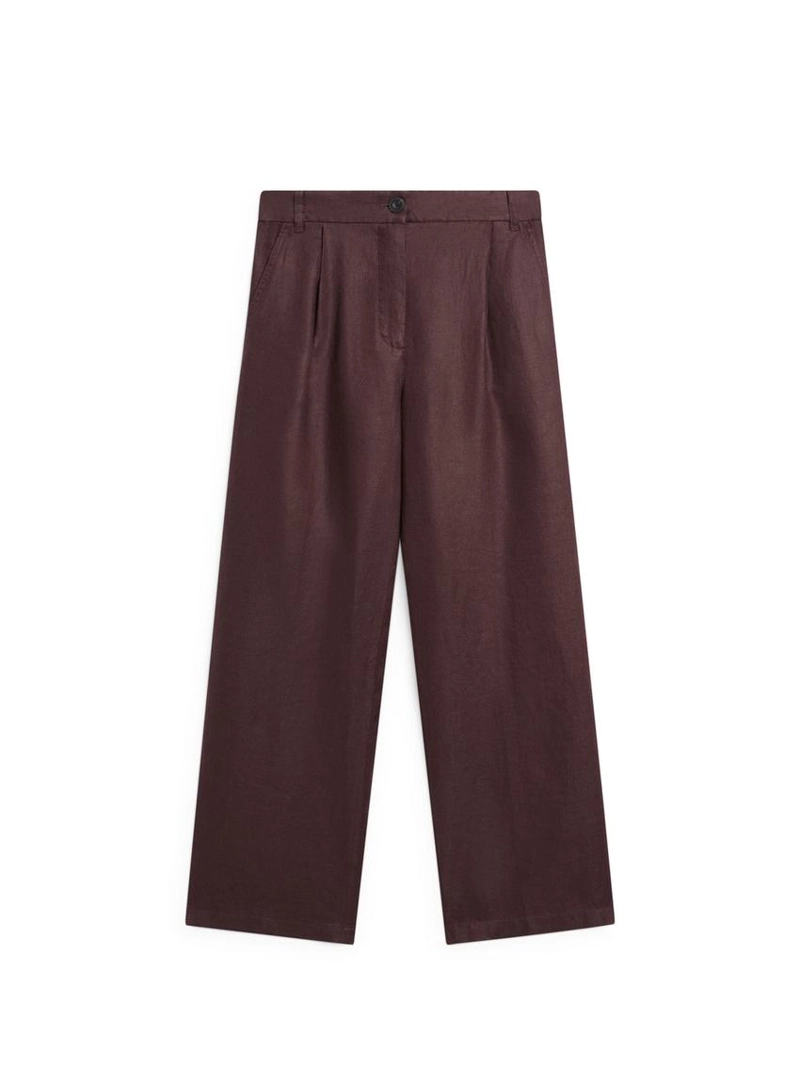 Широкие льняные брюки с эластичным деталью из 100% льна