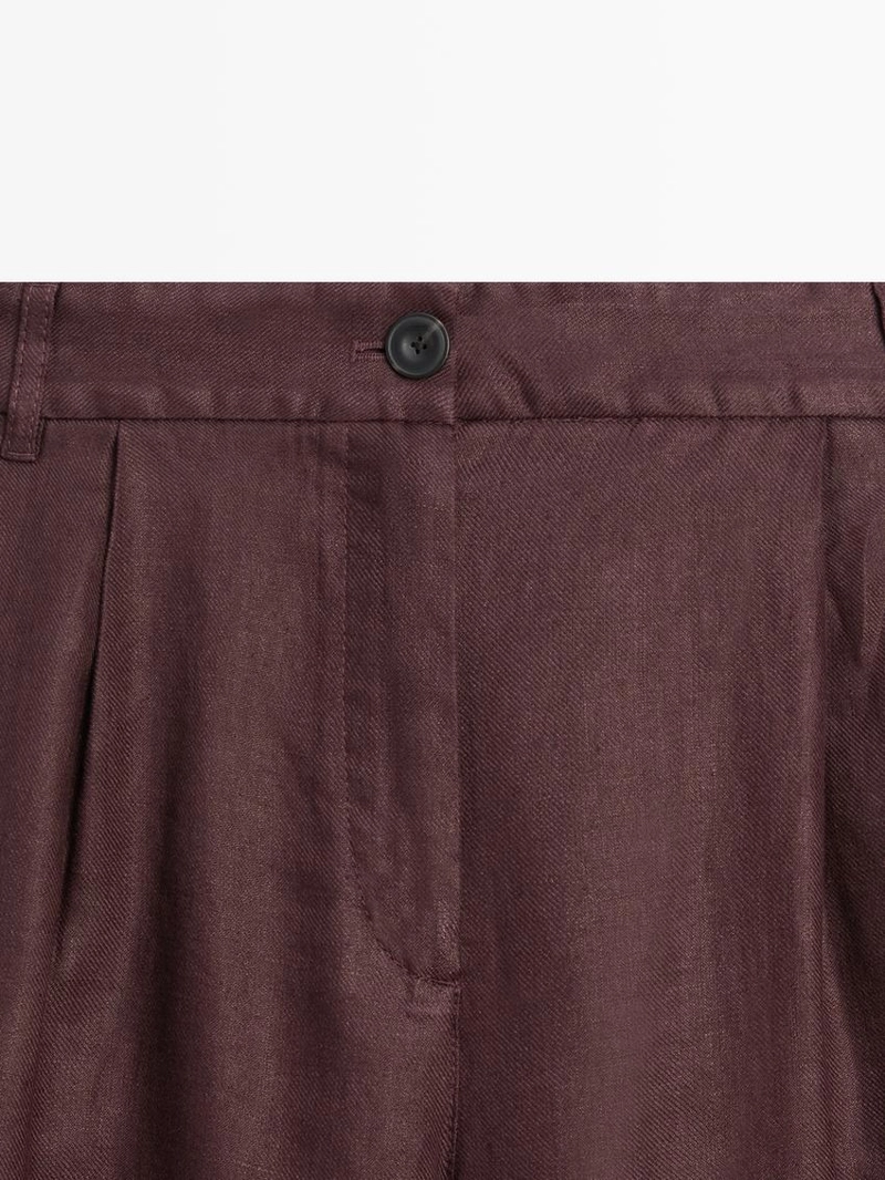 Широкие льняные брюки с эластичным деталью из 100% льна