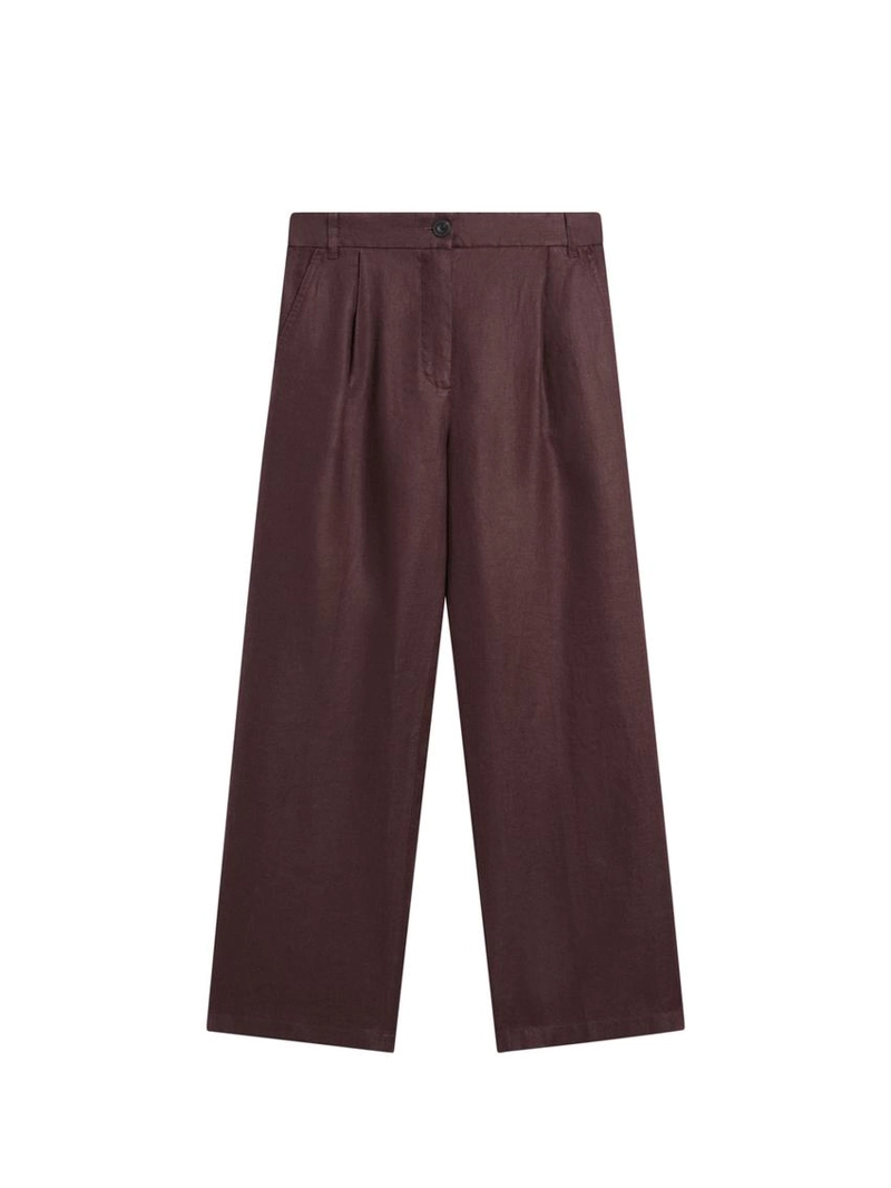 Широкие льняные брюки с эластичным деталью из 100% льна