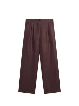 Широкие льняные брюки с эластичным деталью из 100% льна- Заказать в России