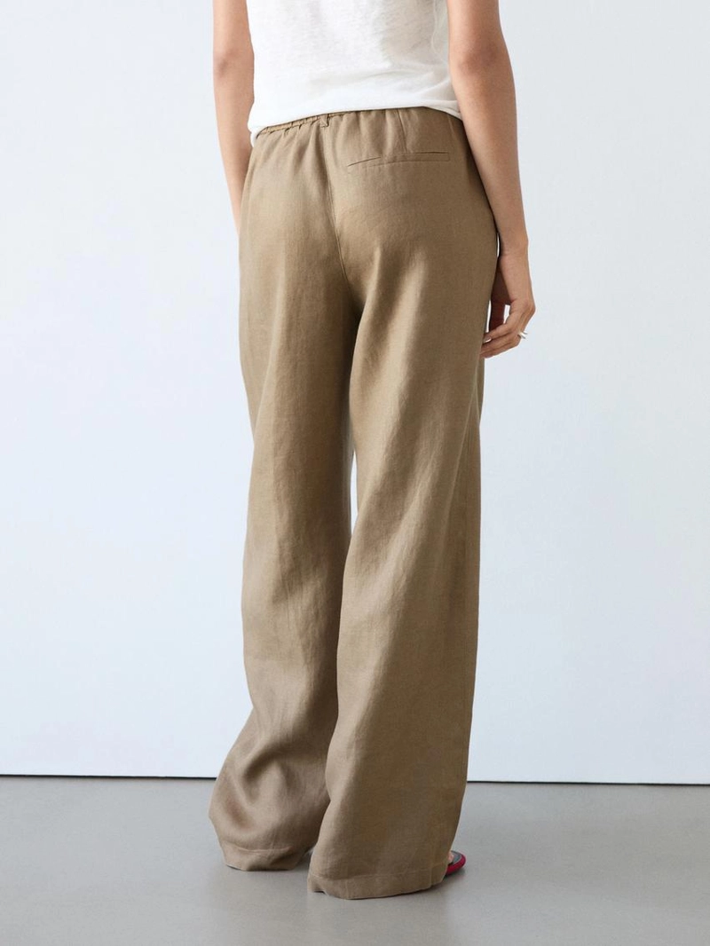 100% льняные брюки широкого покроя с эластичными деталями