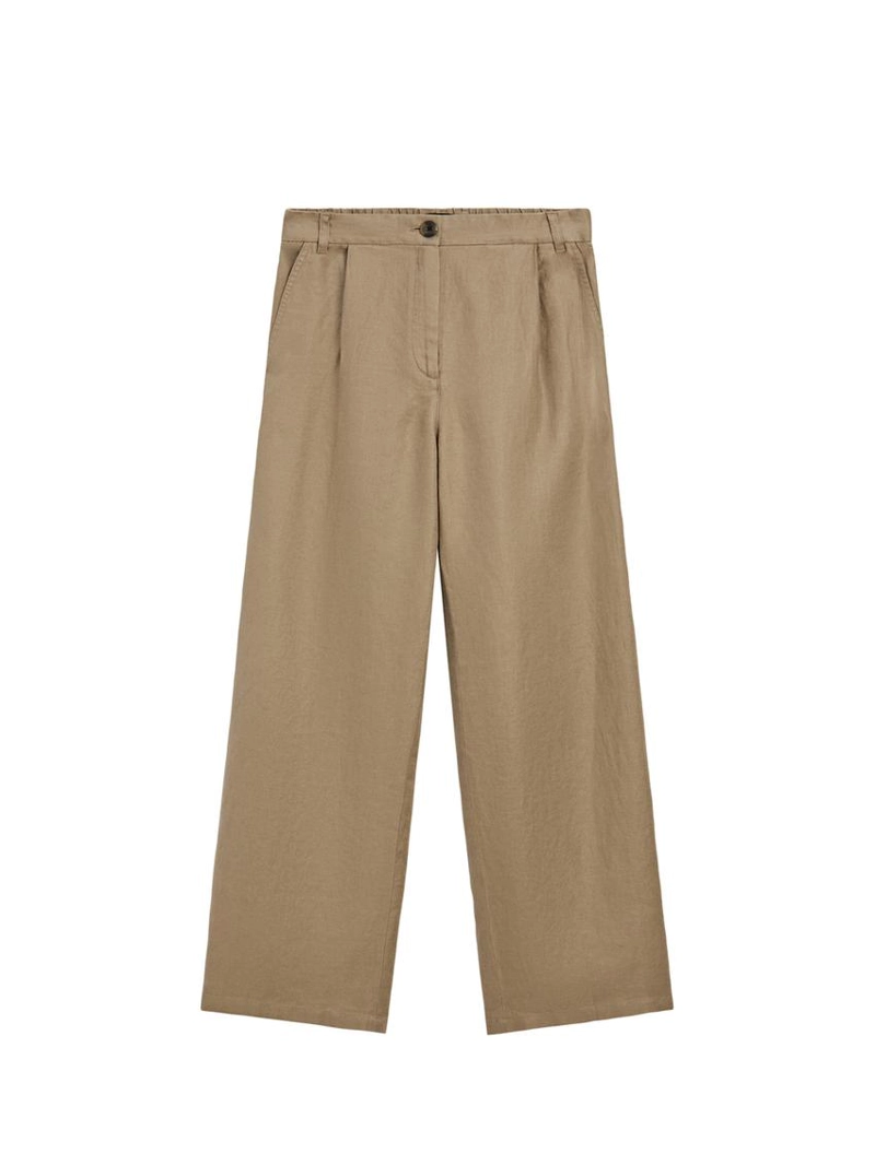 100% льняные брюки широкого покроя с эластичными деталями