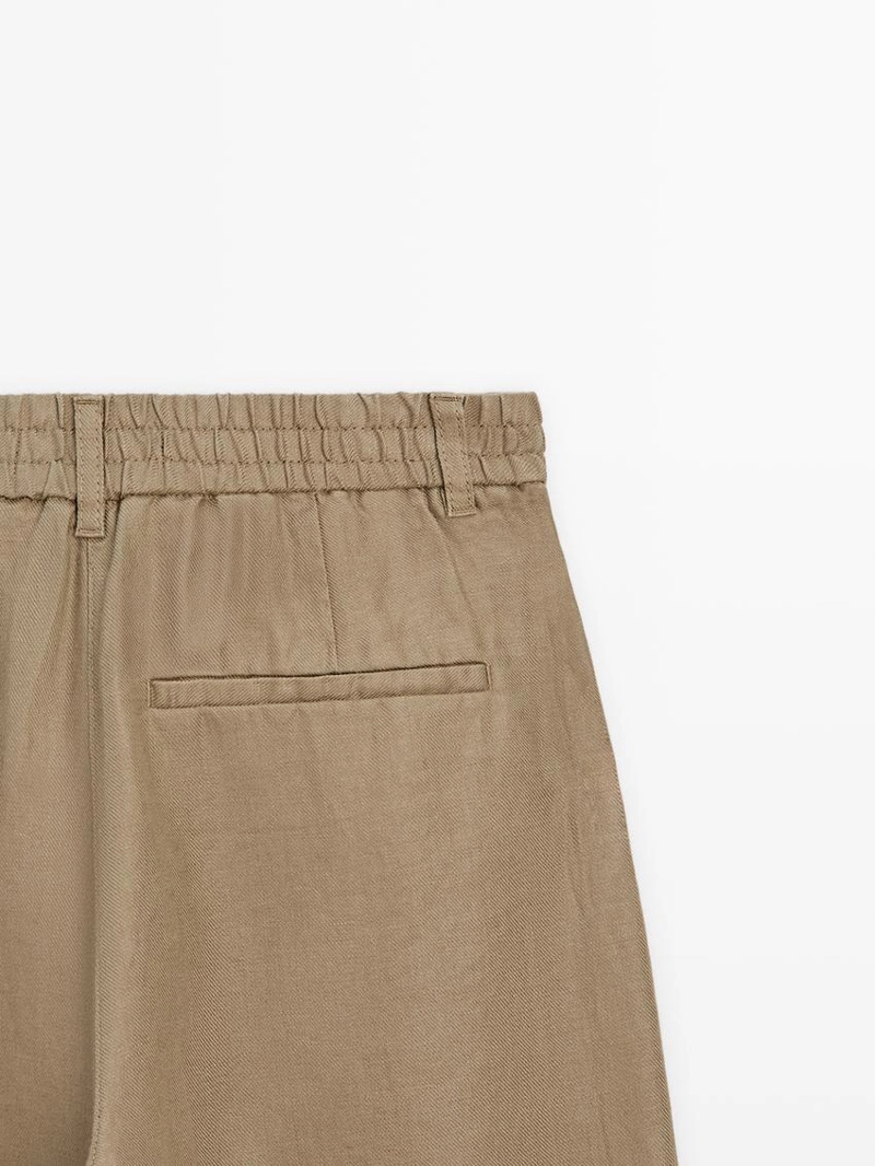 100% льняные брюки широкого покроя с эластичными деталями