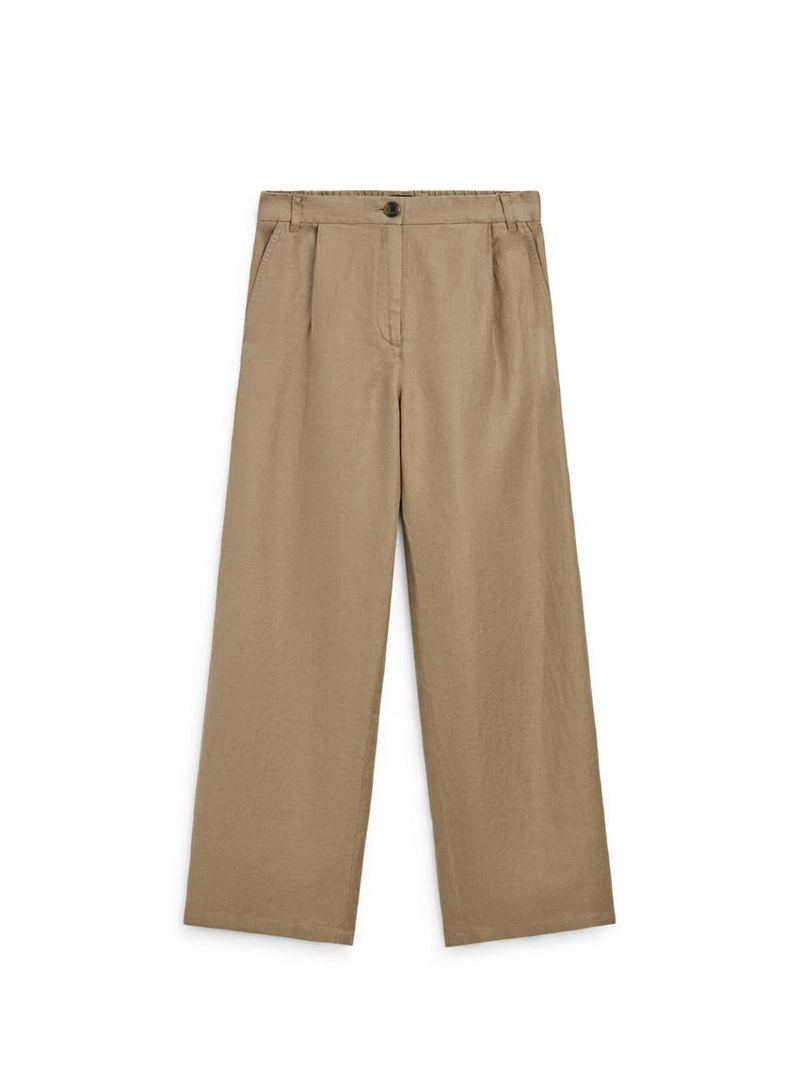 100% льняные брюки широкого покроя с эластичными деталями