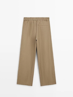 100% льняные брюки широкого покроя с эластичными деталями- Заказать в России