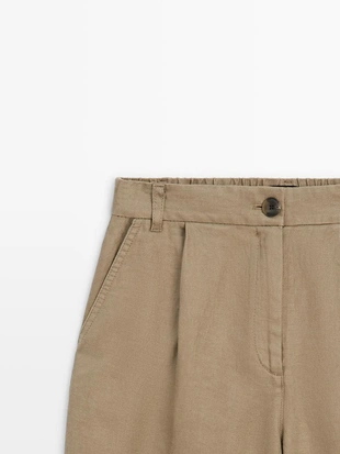 100% льняные брюки широкого покроя с эластичными деталями- Заказать в России