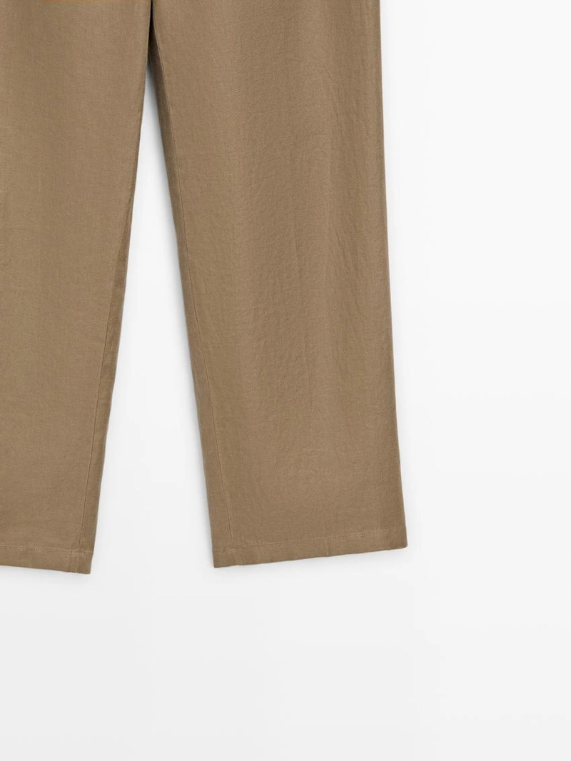 100% льняные брюки широкого покроя с эластичными деталями