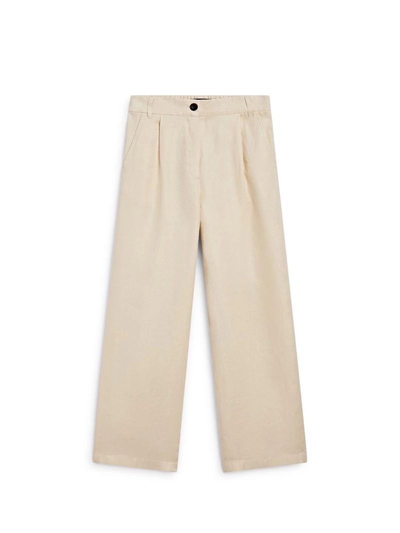 Брюки из 100% льна с широкими штанинами и эластичными деталями