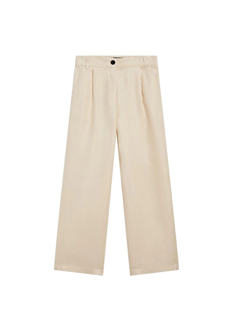 Брюки из 100% льна с широкими штанинами и эластичными деталями