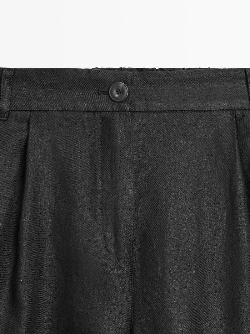 100% льняные брюки прямого кроя с деталями на поясе