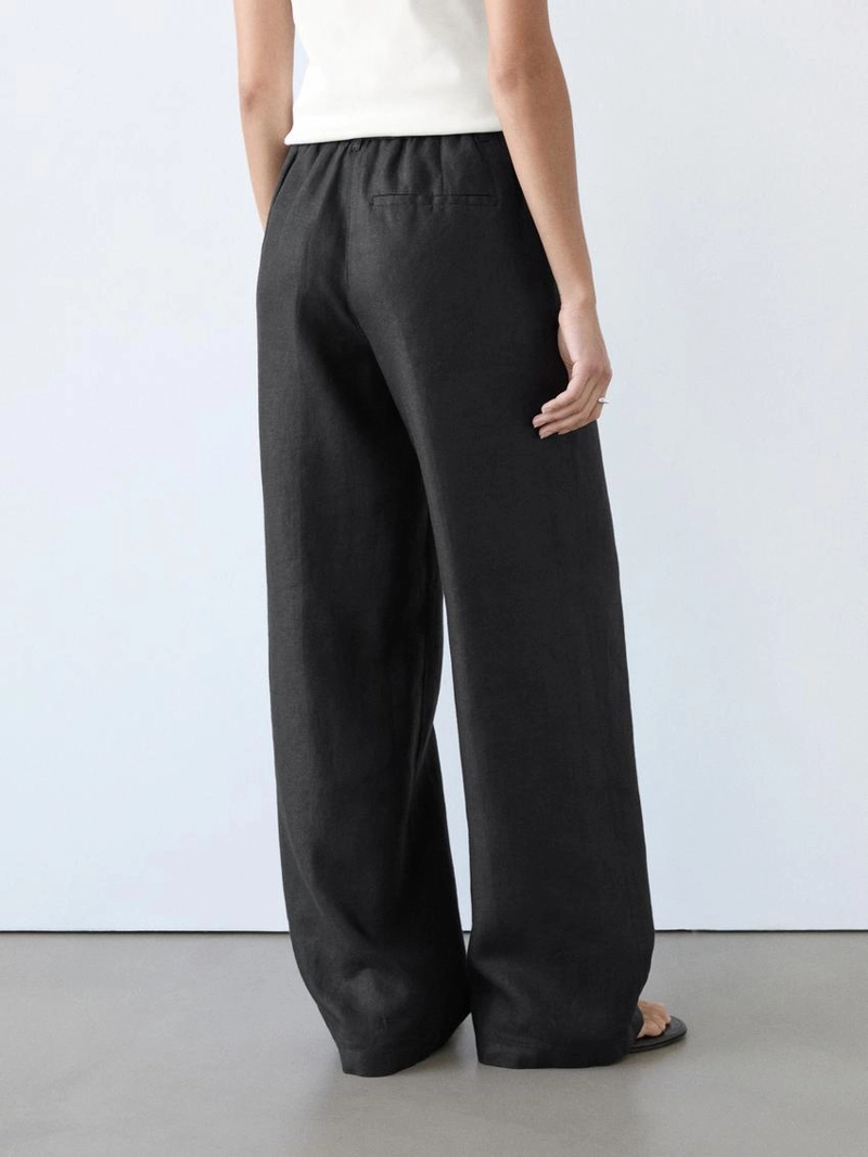 100% льняные брюки прямого кроя с деталями на поясе