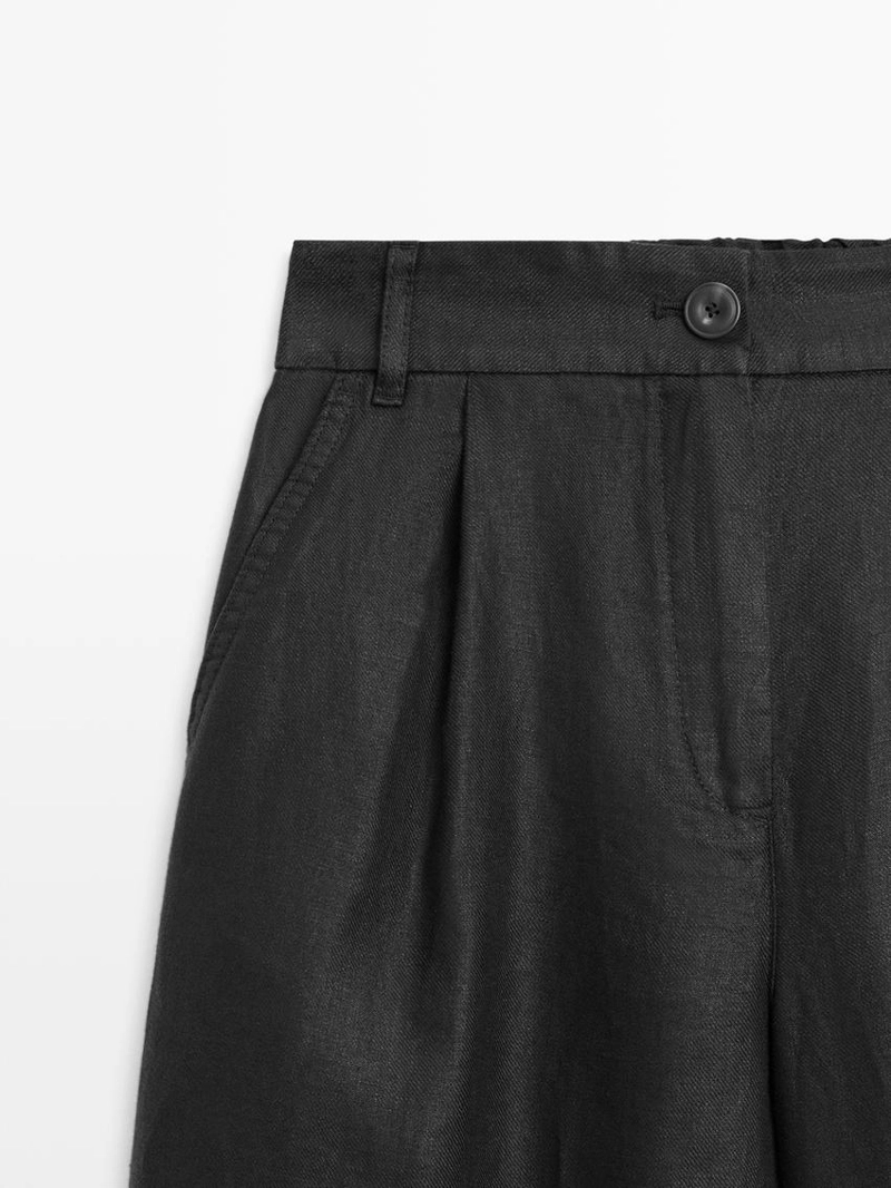 100% льняные брюки прямого кроя с деталями на поясе