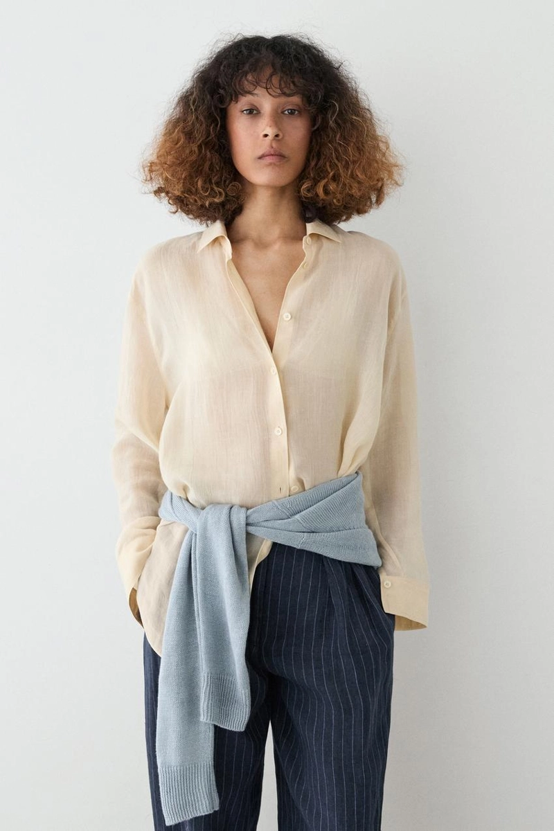 Полосатые льняные брюки sarouel