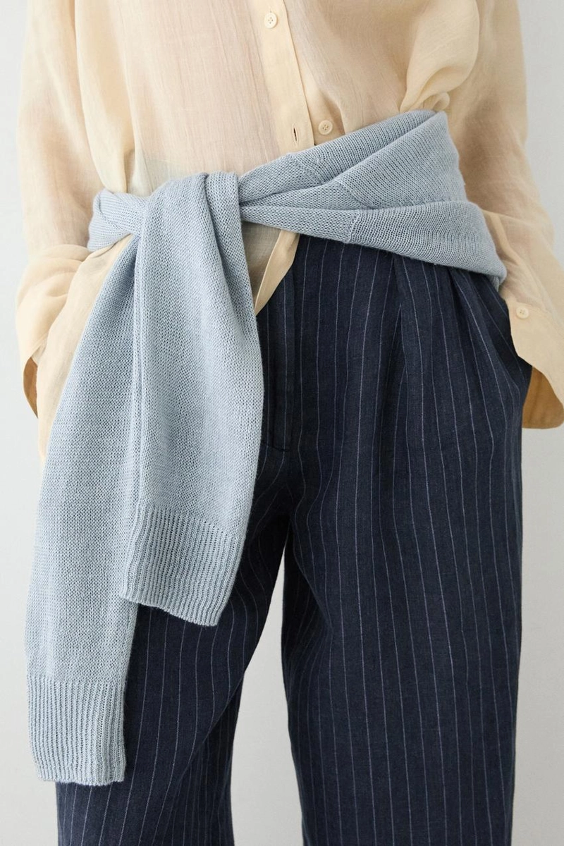 Полосатые льняные брюки sarouel