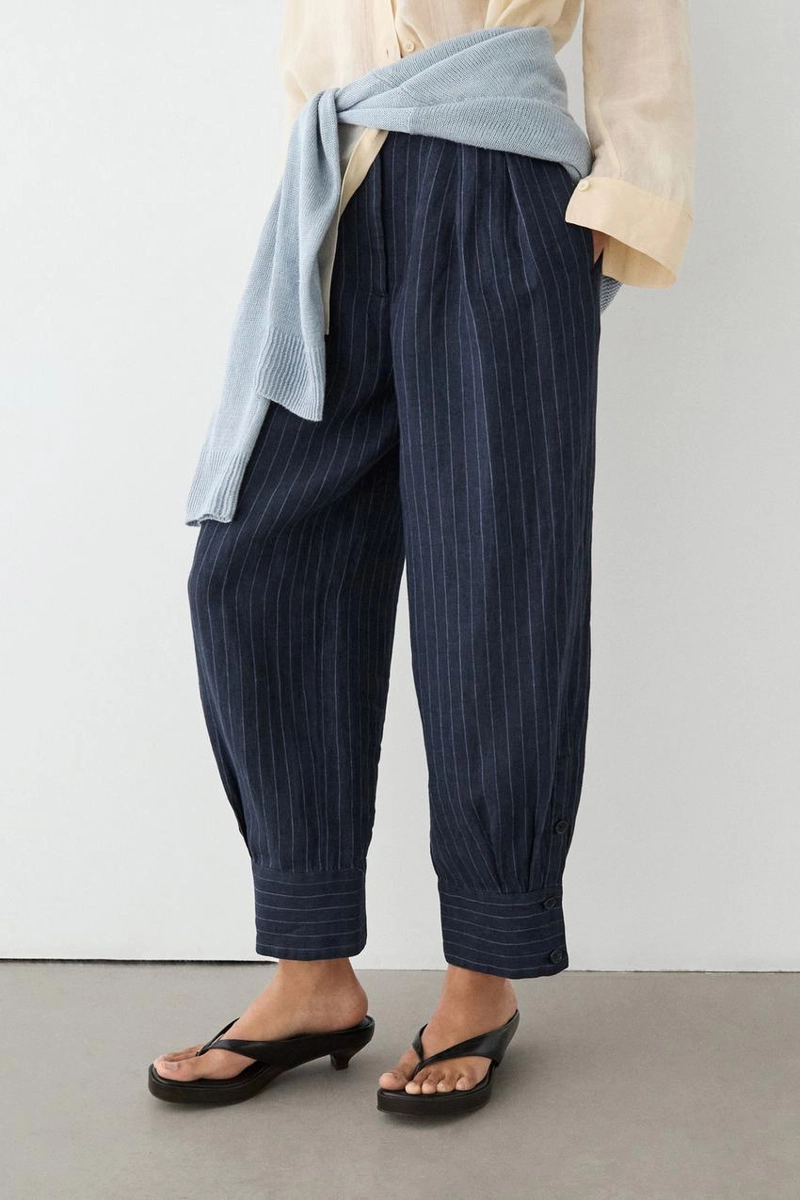 Полосатые льняные брюки sarouel