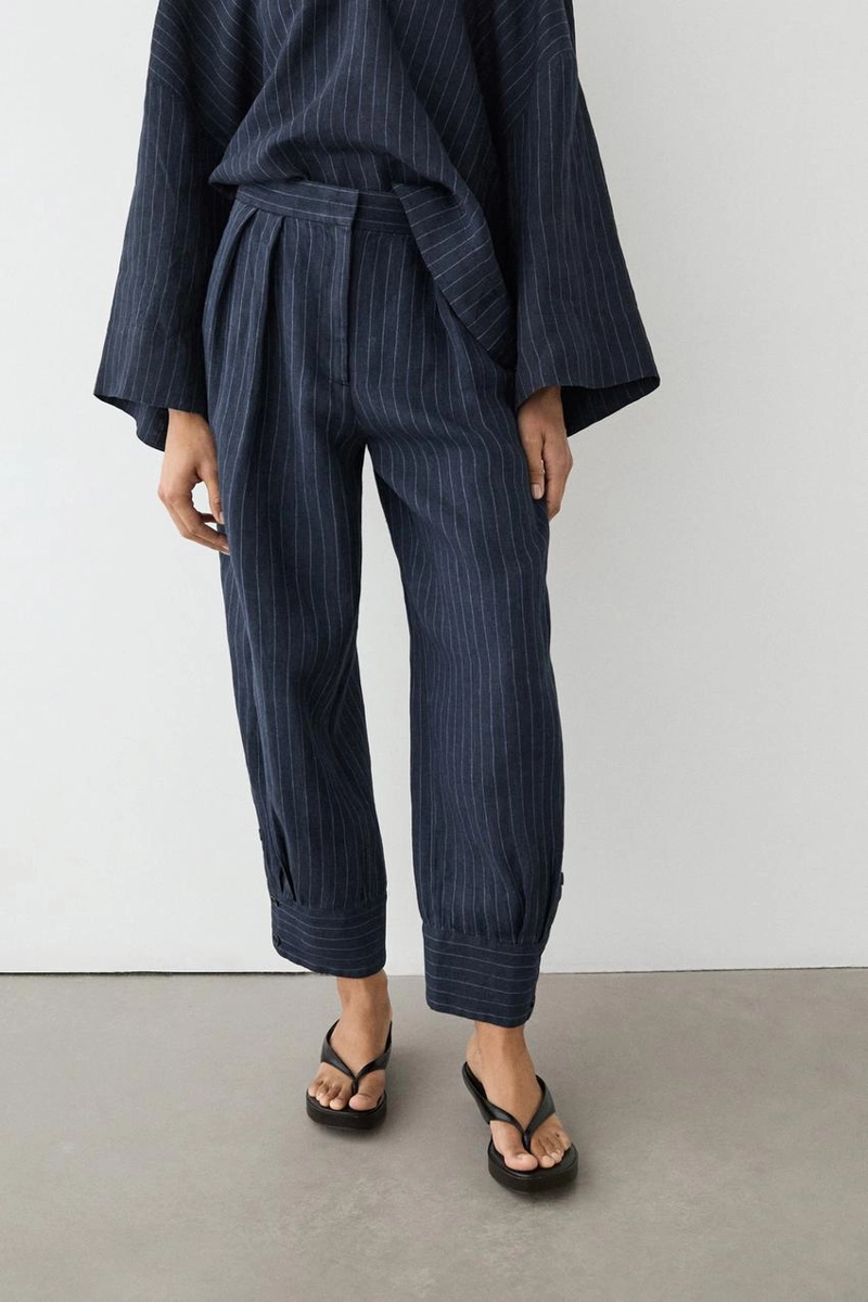 Полосатые льняные брюки sarouel