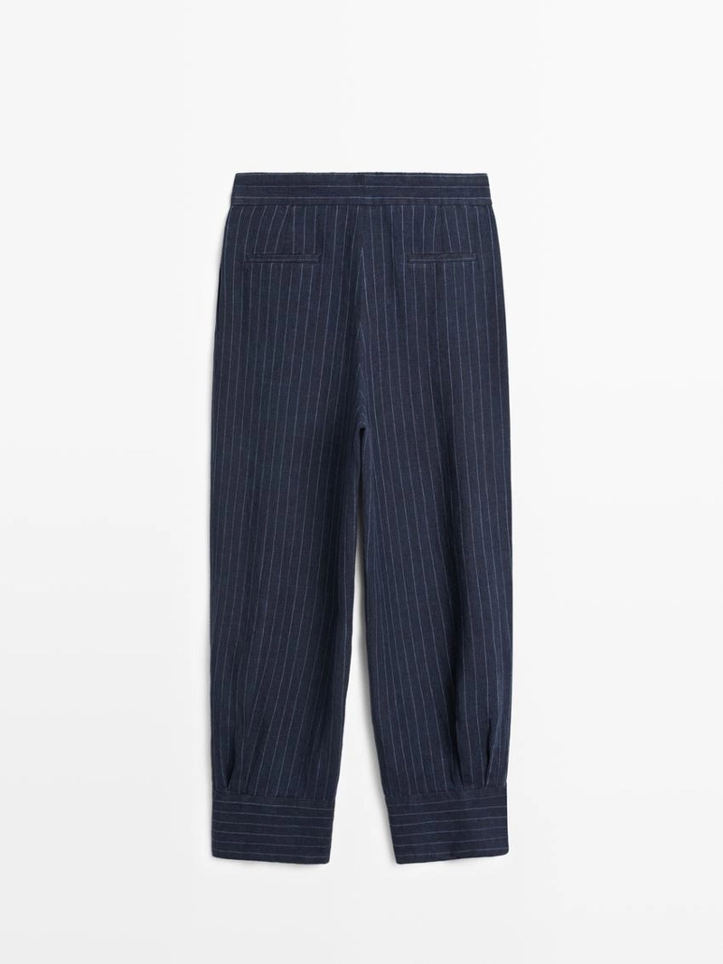 Полосатые льняные брюки sarouel