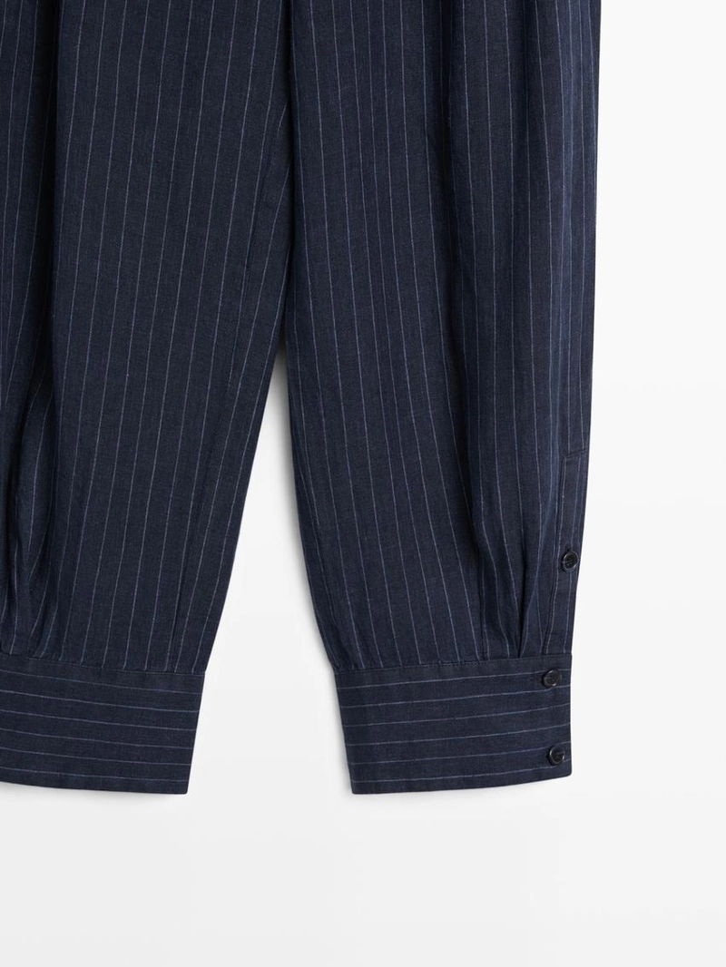 Полосатые льняные брюки sarouel