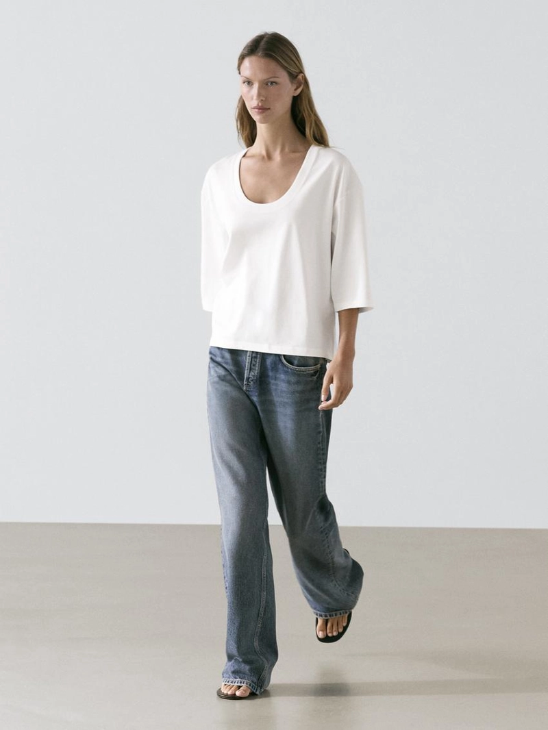 Футболка с округлым вырезом из 100% хлопка