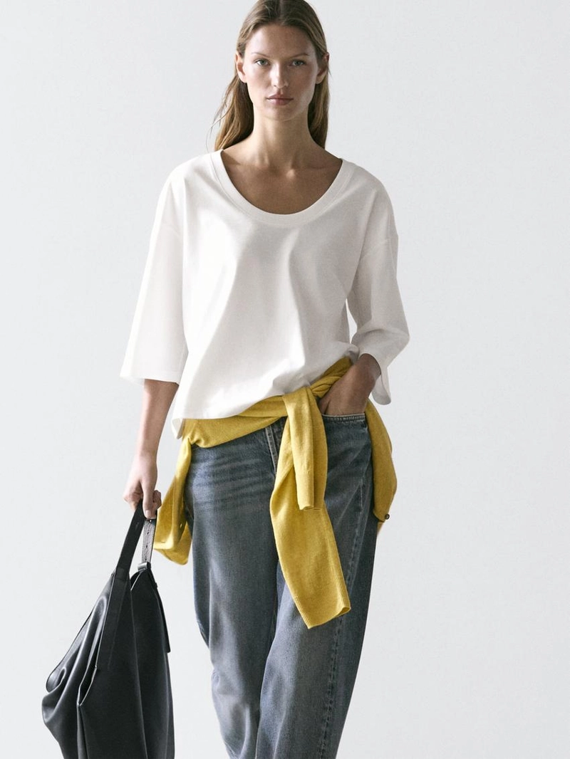 Футболка с округлым вырезом из 100% хлопка