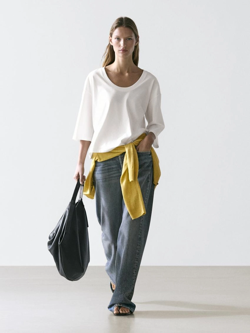 Футболка с округлым вырезом из 100% хлопка