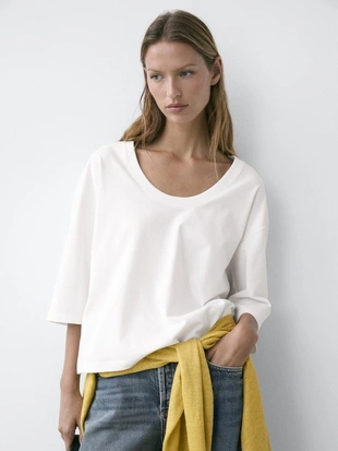 Футболка с округлым вырезом из 100% хлопка- Заказать в России