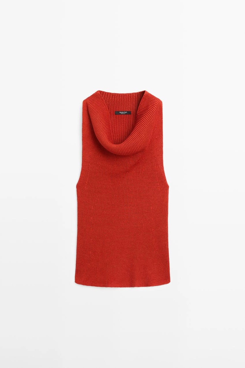 Топ из хлопка с воротником лодочкой