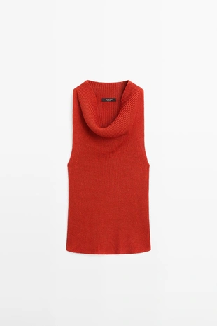 Топ из хлопка с воротником лодочкой- Заказать в России