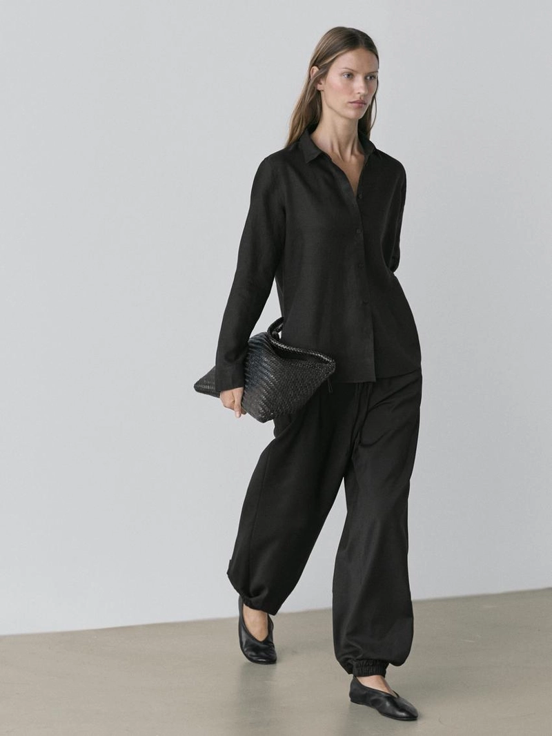 Рубашка из 100% льна с плиссировкой