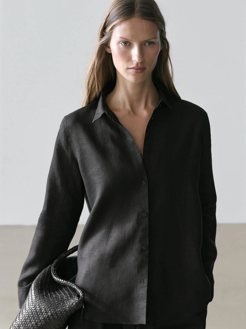 Рубашка из 100% льна с плиссировкой