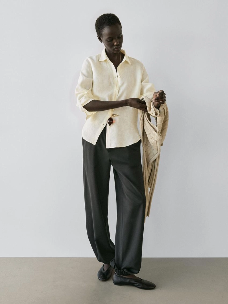 Рубашка из 100% льна со свободным покроем