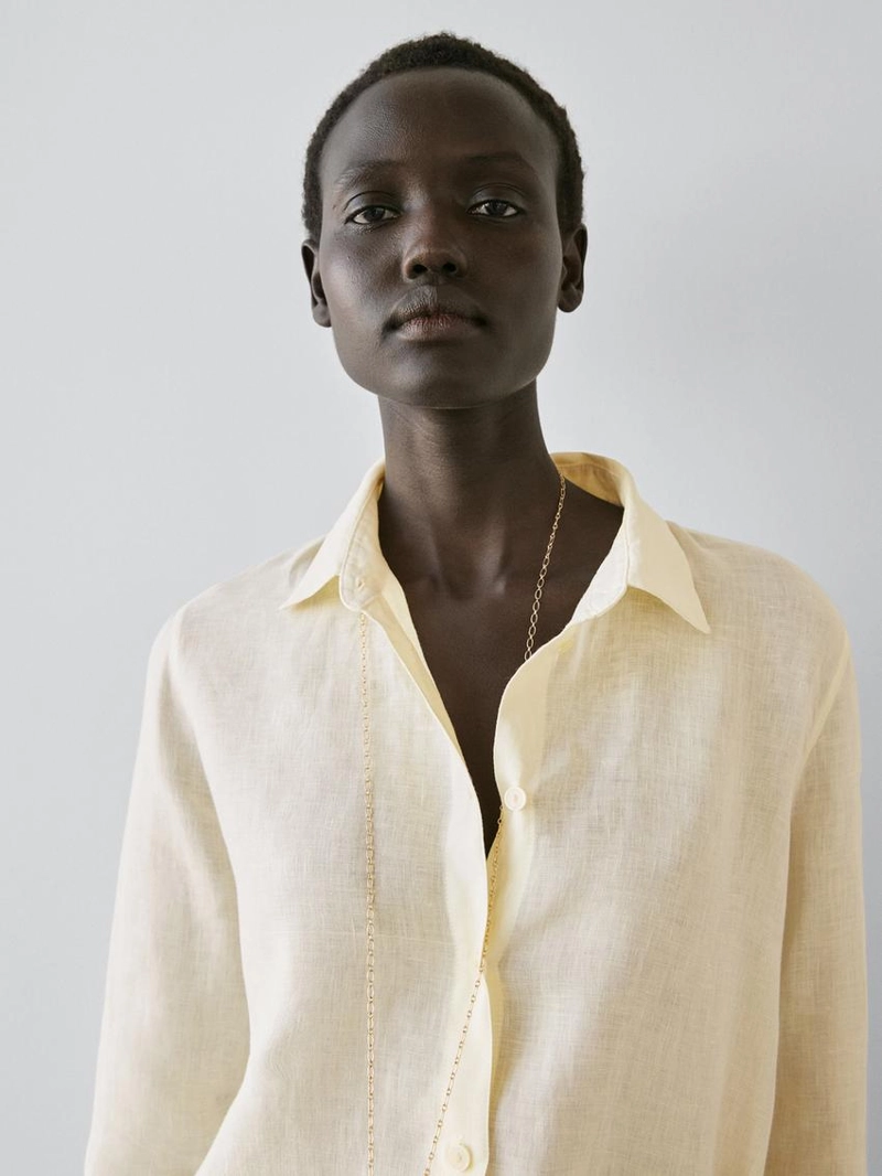 Рубашка из 100% льна со свободным покроем