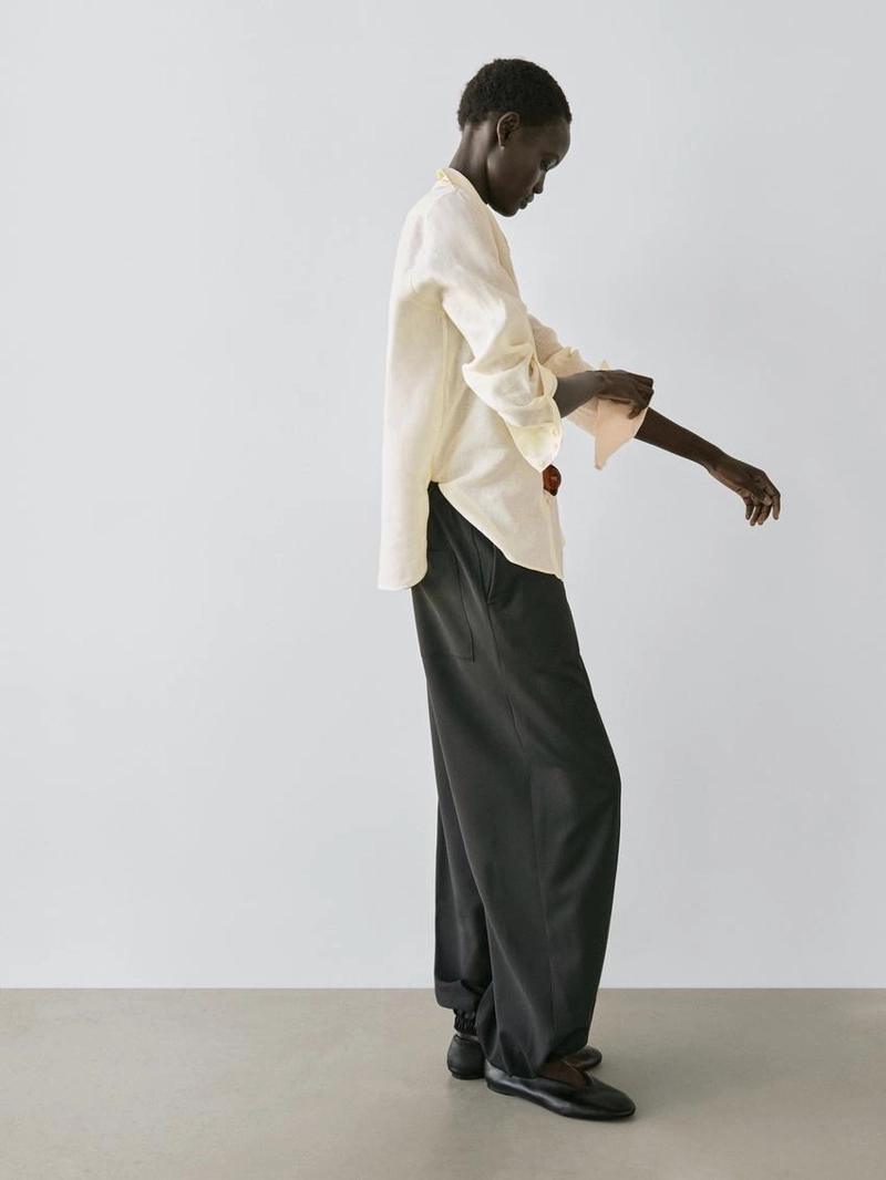 Рубашка из 100% льна со свободным покроем