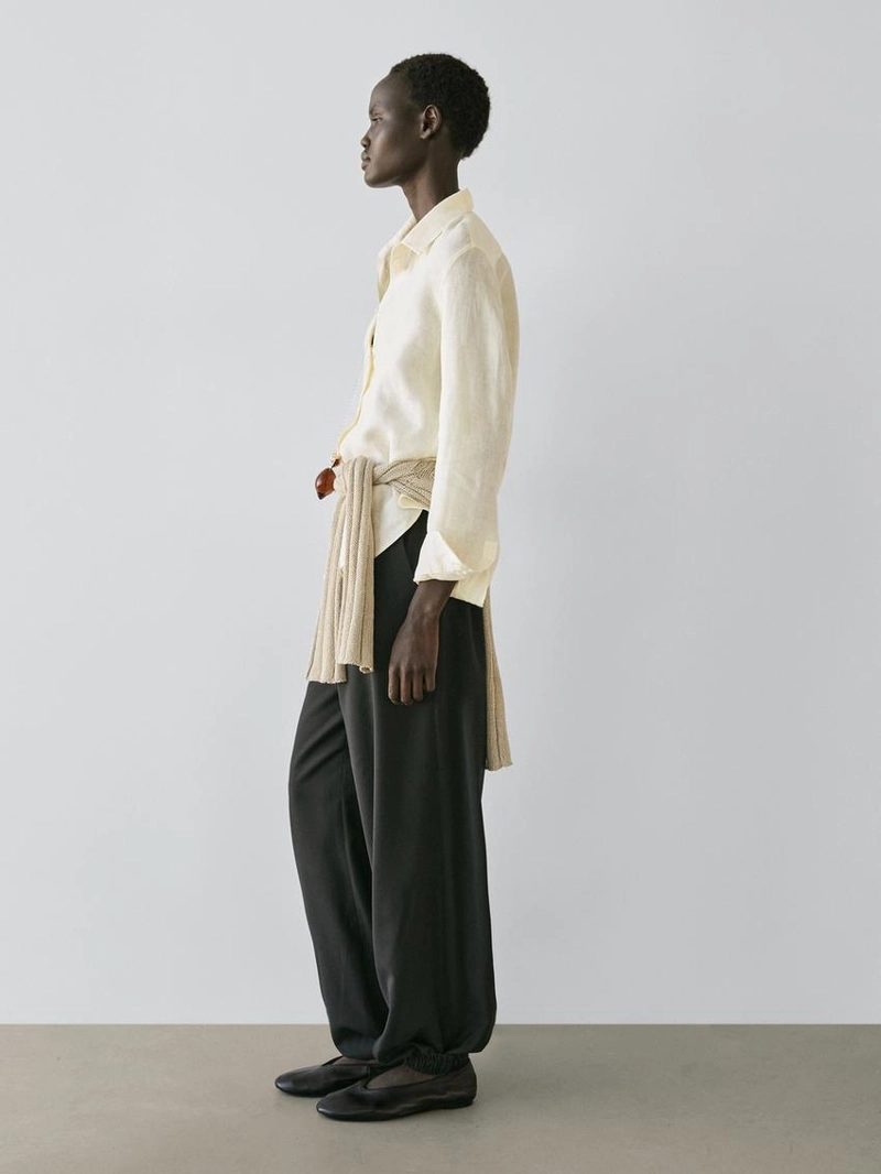 Рубашка из 100% льна со свободным покроем