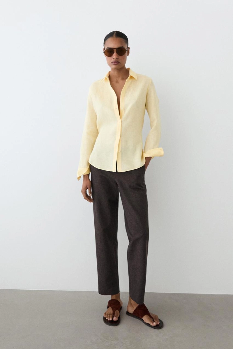 Рубашка из 100% льна с плавным фасоном