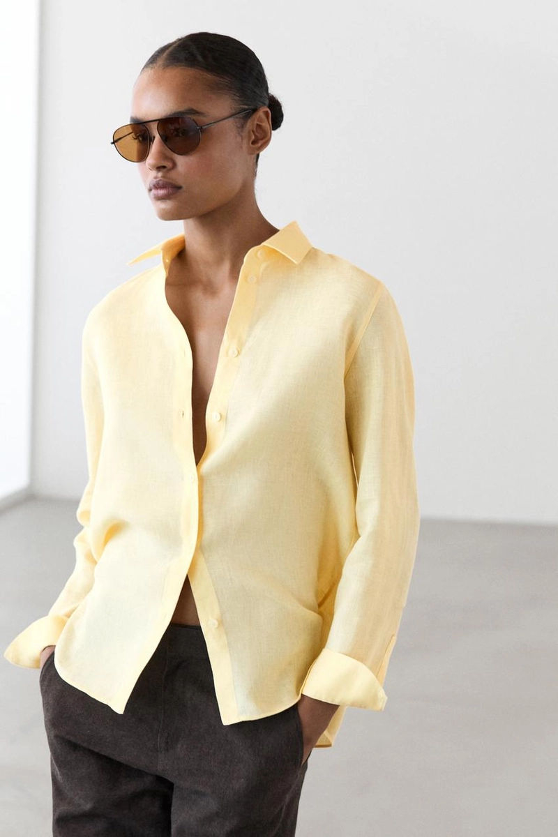 Рубашка из 100% льна с плавным фасоном